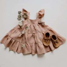Новое летнее платье LZH, модная детская одежда для девочек, платье для маленьких девочек, однотонное детское хлопковое льняное короткое платье для новорожденных от 0 до 4 лет 2024 - купить недорого