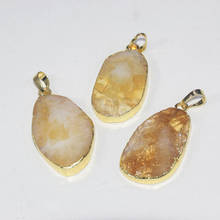 Joyería de moda para mujer, colgante Irregular de piedra drusa de citrinas naturales, cristal amarillo, Quart, punto de oro, 2021 2024 - compra barato