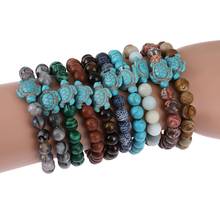 Pulsera de la amistad con cuentas de tortuga marina para hombre y mujer, brazalete con piedras naturales, 14 colores, estilo veraniego 2024 - compra barato