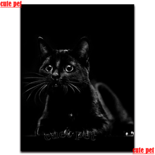 5D full square diamond painting Animal black cat pictures embroidery diamond mosaic painting wall stickers Cross Stitch decor 2024 - buy cheap