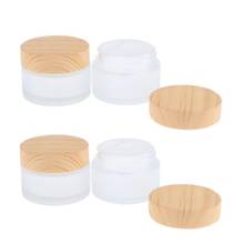 200 x 50g 30g 15g 10g 5g Empty Refillable Glass Cream Jar Containers with Imitation Wooden Caps and Inner Lids 2024 - buy cheap