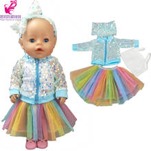 17 Inch Baby Doll Fall Sequin Coat 18 Inch Girl Doll Fashion Jackets Rainbow Dancing Skirt Doll Clothes 2024 - buy cheap