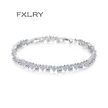 Fxlry pulseira branca de luxo, com zircônia micro-embutida, em formato de v, para mulheres, casamento, noivado e joalheiro 2024 - compre barato