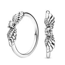 Anillo de alas de Ángel brillantes para mujer, joyería de compromiso de cristal de temperamento Simple, para boda 2024 - compra barato