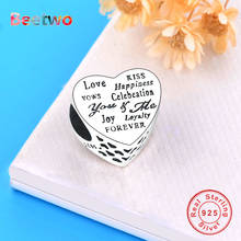 Colgante de plata de ley 925 para pulsera Pandora, dije Original con forma de corazón, letras de amor, amistad, joyería, bricolaje, Berloque 2024 - compra barato