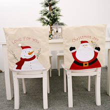 Christmas Embroidery Chair Cover Xmas Festive Santa Cartoon Hats Chair Back Cover Christmas Dinner Table Party Home Decoration 2024 - buy cheap