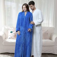 Lovers Extra Long Winter Warm Bathrobe Oversize Pregnant Zipper Bath Robe Luxury Soft MenAnd Women Flannel Thermal Dressing Gown 2024 - buy cheap