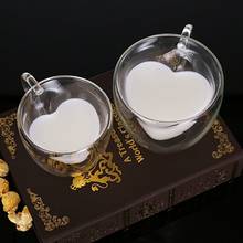 Copo de leite com duas camadas 180 / 240 ml, copo criativo com fundo duplo em formato de coração, óculos de suco e café elegante, caneca para beber chá e água 2024 - compre barato