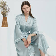100 Pure Silk Long Robe Women Pajamas Luxury Brand Sleepwear Nightwear Long SATIN Silk Robe Women's Home Clothes Girls Pink 2024 - buy cheap