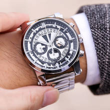 Geneva-Reloj de pulsera clásico de acero inoxidable, cronógrafo de cuarzo, con fecha automática, para negocios 2024 - compra barato