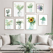 Watercolor Plant Flowers Canvas Paintings Sunflower Botanical Prints Leaves Poster Decorative Picture for Living Room Home Decor 2024 - buy cheap