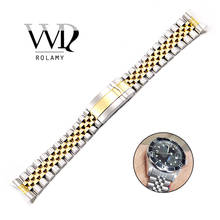 Rolamy-Correa de acero 316L para reloj Rolex Datejust, eslabones de tornillo de extremo curvo hueco, repuesto de correa de reloj, 19, 20mm 2024 - compra barato