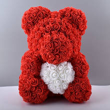 Hot 40cm Artificial Rose Heart Teddy Bear Handmade Bear of Roses For Women Valentine's Day Wedding Bithday Gift Drop Shipping 2024 - buy cheap