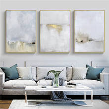 Pintura en lienzo abstracta de oro y blanco para decoración del hogar, impresiones de imágenes artísticas de pared escandinava, carteles para sala de estar 2024 - compra barato