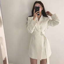 2022 New Spring Women Korean Vintage Slim Sashes Black White Blazer Elegant Long Sleeve Office Suit Jacket Ladies Casual Blazers 2024 - buy cheap