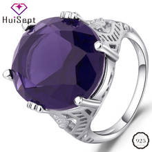 HuiSept-anillos de plata 925 para mujer, anillo de piedras preciosas de amatista de forma ovalada para boda, adornos de regalo para fiesta, venta al por mayor 2024 - compra barato