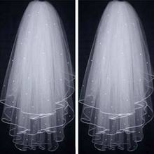 New 3T White/ Ivory Pearl Wedding Bridal Veil With Comb 2024 - buy cheap