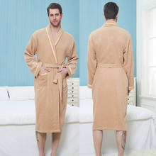 Winter Robe Men 100% Cotton Dressing Gown Bathrobe Men Solid Color Men's Cotton Robe Home Clothes Sleeping Robe Men Bridesmaid 2024 - buy cheap