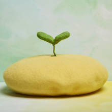 Handmade Wool Felt Cute Growing Green Shoots Painter Cap Beret Versatile And Winter Hat 2024 - buy cheap