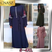 Мусульманское платье с длинным рукавом, шифоновое Повседневное платье с вышивкой в мусульманском стиле, мусульманская Турция 2024 - купить недорого