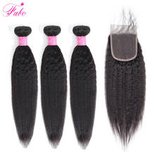 Fabc hair-aplique de cabelo humano, 3 mechas de cabelo brasileiro com fechamento 100% humano, cor natural 2024 - compre barato