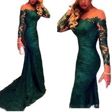 Vintage Women's Long Dress Lace Splicing Strapless Long Sleeve Evening Party Club Embroidery Maxi Dresses Vestidos De Fiesta 2024 - buy cheap