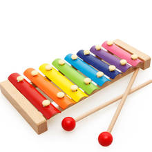 Музыкальный инструмент 8 нот, игрушка, деревянная рамка, стиль ксилофона, пианино, красочные детские музыкальные забавные игрушки, детские развивающие подарки 2024 - купить недорого