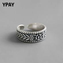 YPAY, 100%, настоящее 925 пробы, серебряные, открытые кольца для женщин, Корея, старый стиль, Оливковый лист, регулируемое кольцо, ювелирное изделие YMR1008 2024 - купить недорого