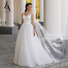 LelaAcra 2 в 1 свадебное платье из фатина в винтажном стиле 2021 V-образный вырез с аппликацией свадебное платье принцессы S107 размера плюс Vestido De Novia 2024 - купить недорого