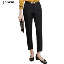 Fashion Women High Quality Pants  Formal Spring New Office Ladies Slim Mid Waist Pencil Black Trousers 2024 - buy cheap