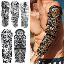 Maori Temporary Tattoos Sleeve For Men Women Adults Fake Nun Compass Eye Full Arm Tattoo Sticker Realistic Large Tatoos Washable 2024 - buy cheap