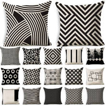 Black White Geometric Pattern Cotton Linen Throw Pillow Cushion Cover Car Home Sofa Bed Decorative Pillowcase Funda Cojin 40198 2024 - buy cheap