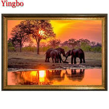 Nova pintura de diamantes elefante pôr-do-sol paisagem faça-você-mesmo pintura em diamantes pedrarias bordadas decorações para casa 2024 - compre barato