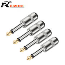 Conector conector mono macho 100mm, conector de microfone para pedal de efeitos de guitarra banhado a ouro, conector de plugue de 1/4 polegadas 2024 - compre barato