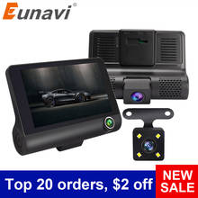Eunavi-Cámara de salpicadero DVR para coche, dispositivo con 3 cámaras, lente Dual de 4,0 pulgadas, con cámara de visión trasera, grabadora de vídeo, registrador automático, Dvrs 2024 - compra barato