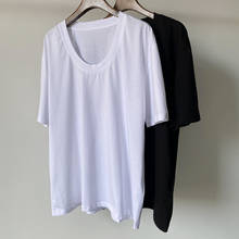 Women's White or Black Tshirt Short Sleeve Cotton Simple Casual T-shirt 2021 Summer 2024 - buy cheap