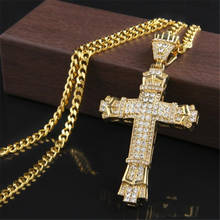 Punk Cross Pendant Men Necklace Hip Hop Rhinestone Cuban Chain Necklace Hiphop Mens Cross Gold Long Chains Steampunk Jewelry 2024 - buy cheap