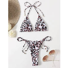 2021 Fashion Summer Women Bikinis Set Sexy Tie-dye Lace Up High Cut Leg Print Biquini Suit Two Piece Swimsuit Halter Mujer #T3G 2024 - buy cheap