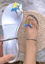 Moraima snc sandália de cristal e borboleta, decorações de sandália plana, recortes de verão femininos, sandália gladiadora, sapatos de praia, prata 2024 - compre barato
