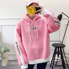 Zuolunouba Winter Women Hoody Sweatshirt Stitching Harajuku Letters Lady Pullover Fleece Student Female Tops Long Sleeve Hoodie 2024 - buy cheap