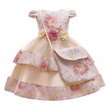 2 Pcs Summer Vintage Flower Dress + Bags For Girls Clothes Children Costume Lace Princess School Party Dress Girl Gown 3-10 Year 2024 - buy cheap