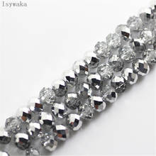 Ischuaka meia cor de prata 6*8mm 65 peças, contas de vidro facetado para uso em joias 2024 - compre barato