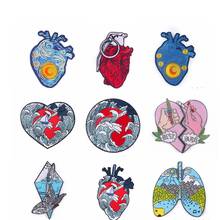 Pulaqi punk estilo remendo pulmão bordado emblemas remendos legal coração adesivos de ferro em remendos dos desenhos animados decoração para roupas diy 2024 - compre barato