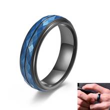 6 mm Blue Tungsten Carbide Wedding Band Ring for Men Women Rhombus Thin black Centre Groove Comfort Fit Size 6-13 2024 - buy cheap