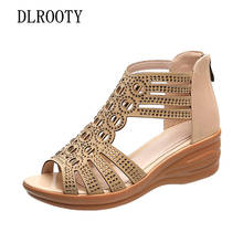 Women Sandals New Summer Fashion Hollow Gladiator Wedges Shoes Woman Slides Peep Toe Solid Lady Casual Zip Platform 2024 - buy cheap