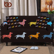 Beddingoutlet dachshund estiramento slipcover para sofás bonito colorido filhote de cachorro sofá capa dos desenhos animados cão de estimação cadeira protetor 2024 - compre barato