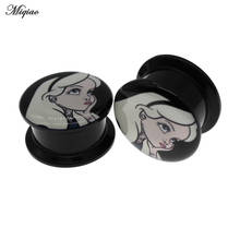 Miqiao 2 pçs na moda explosão estilo acrílico orelha pinna anime menina chifre duplo design orelha amplificador 6mm-25mm corpo piercing jóias 2024 - compre barato