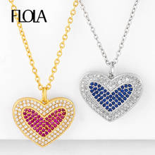 FLOLA CZ Gold Filled Red Heart Necklaces For Women Micro Paved CZ Stone Necklace Pendant Cubic Zirconia Fashion Jewelry nkeq75 2024 - buy cheap