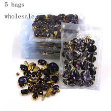 Free shipping Wholesale 5 bags mixed shape sew on glass Deep purple gold base rhinestones diy dress/Clothing accessories 2024 - buy cheap