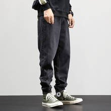Джинсы-карго мужские свободного покроя, модные уличные штаны из денима, Джоггеры в стиле хип-хоп, толстые бархатные теплые зимние 2024 - купить недорого